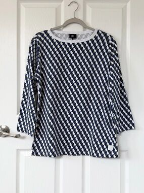 Bogner Geometric Long Sleeve Crewneck Top NWT